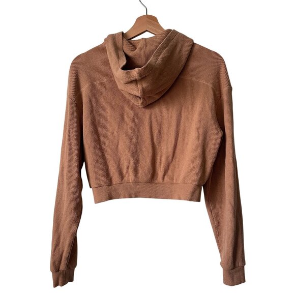 Skims Brown Loungewear Cropped Hoodie Zip up Sweatshirt Size Small - Picture 2 of 5